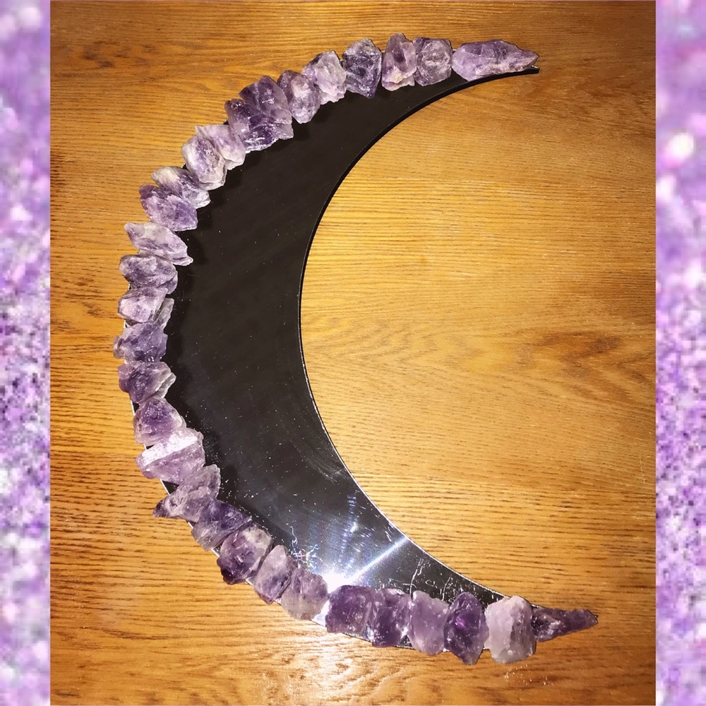 Amethyst Crystal Crescent Moon Mirror 🌙💜